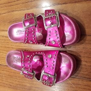 Helle Pink & Silver Rhinestone And Stud Embellished Sandals Size 7-8